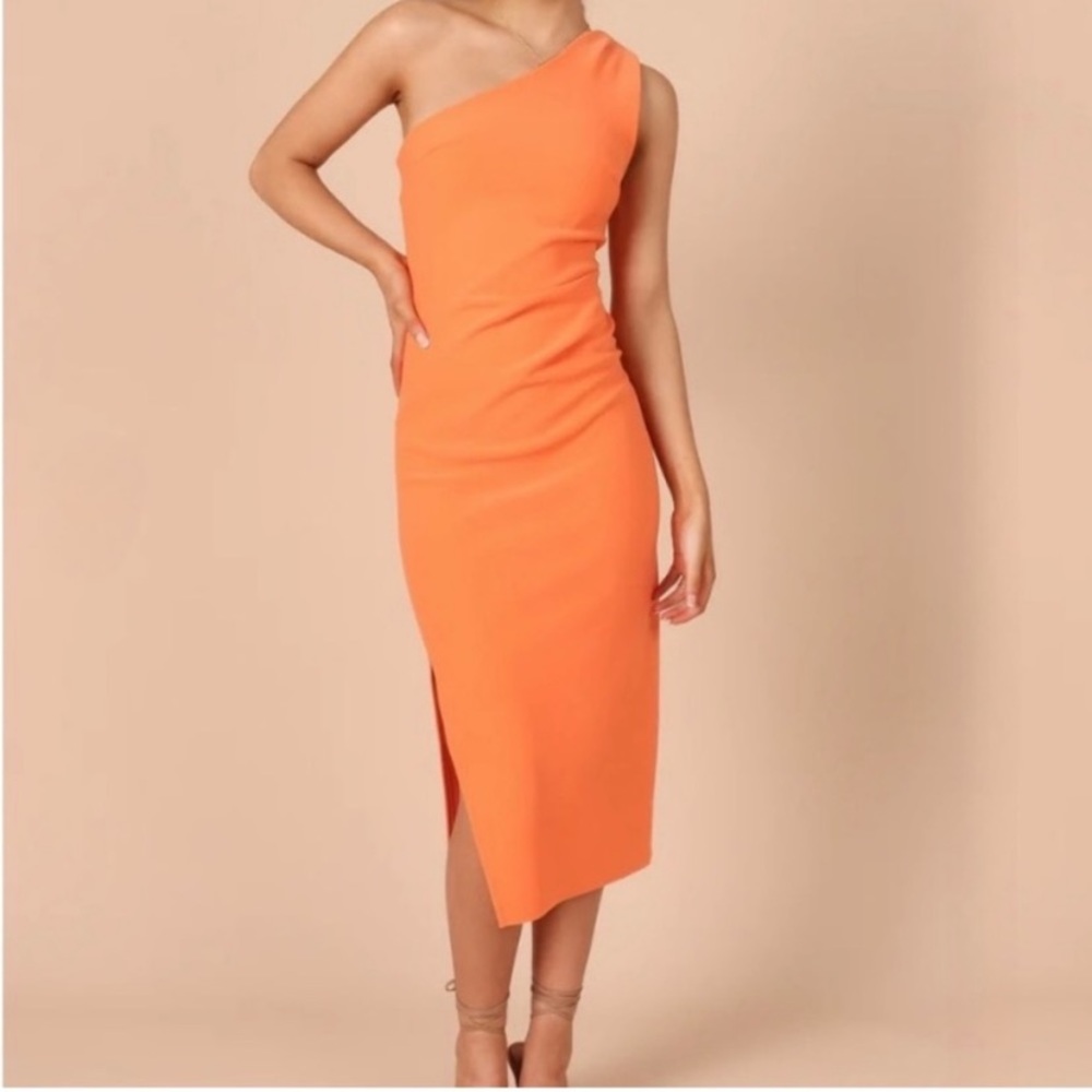Petal & Pup Nadine Dress bodycon asymmetrical orange tangerine size 10